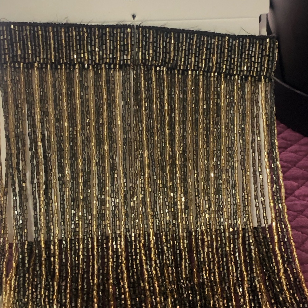Zara Black and Gold Fringe Choker Necklace - Picture 2 of 4